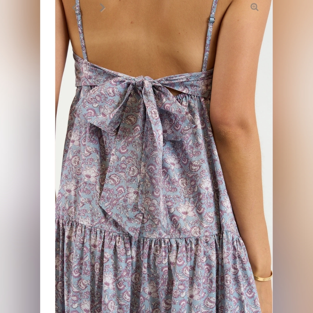 We Are Sundays Felton Dress Indigo Rose 100% Cotton Midi Dress Womens Size Small - Picture 3 of 9
